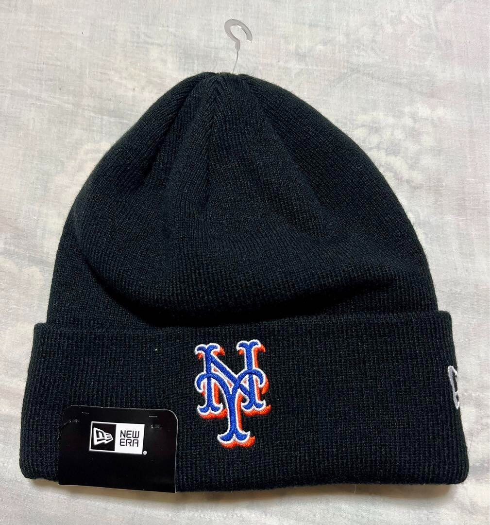 New era Basic Cuff Knit cap MLB Team Logo New York Mets Black New F/S Japan
