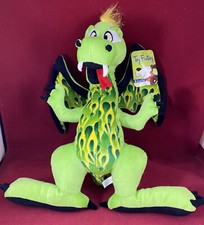TOY FACTORY Dragon Plush Stuffed Animal Lime Green 17" Wings Bend Wired NWT