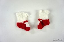 Vintage Infant Girls Booties Hand Made Crochet White Red with Button Cute