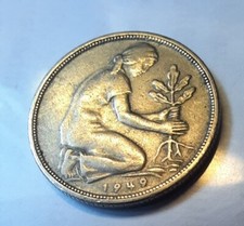 Deutsche Mark - 50 Pfennig St&uuml;ck - Bank Deutscher L&auml;nder -1949 -F- selten rar
