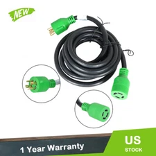 4 Prong 30 Amp 15 Foot Generator Extension Cord NEMA L14-30P to L14-30R 125/250V