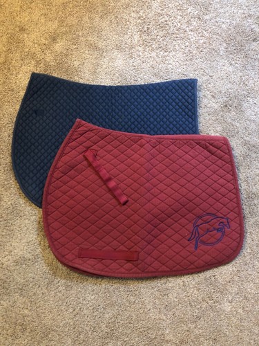 navy blue and maroon all purpose horse size saddle pads pair - 第 1/17 張圖片