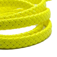 16.4 Feets Neon Yellow Flat Braided Bolo Cord Synthetic Leather Cord 10X4mm