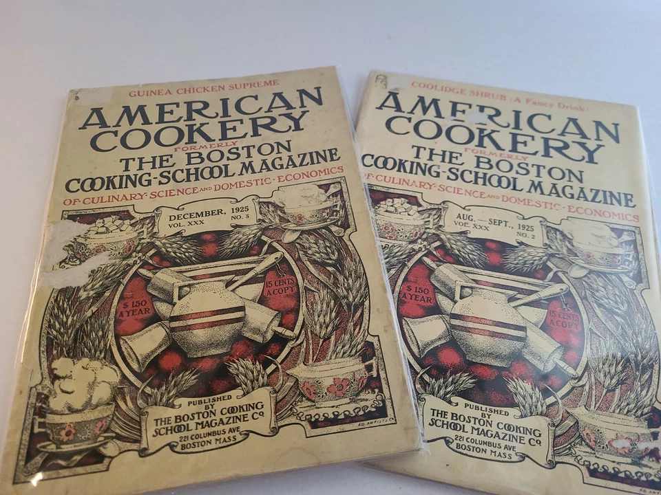 Lot of 2 Antiquarian American Cookery Magazines from 1925 (Boston) — 第 2/4 张图片