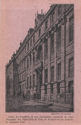 CP PUB BUCHHANDLUNG PLON HOTEL SOURDEAC RUE GARANCIERE PARIS RADIERUNG SADOUX 46822