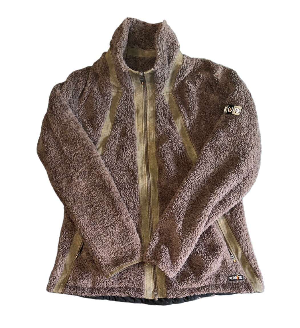 Chaqueta de rendimiento con cremallera completa polar marrón para mujer KERRITS talla grande