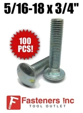 (QTY 100) 5/16-18 x 3/4" Carriage Bolt Zinc Plated A307