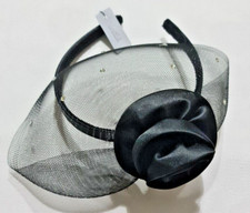 HAARSCHMUCK  FASCINATOR  schwarz  mit Haarreif für Party, Silvester, Fasching