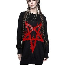 KILLSTAR Killstar Blood Pact Pentagram Flames Gothic Punk Knit Sweater Dress XS