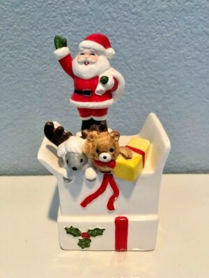 Here Comes Santa Claus Vintage Music Box Rotating Waving Santa
