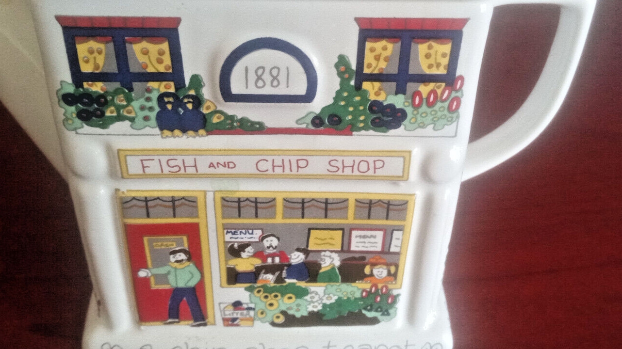Teapot Collectible Wade English Life Teapot "Fish and Chip Shop" Made in England eBay