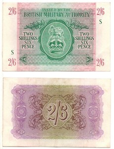 GREAT BRITAIN 2 Shillings 6 Pence Military Script (1943) Pick M3, Extra Fine