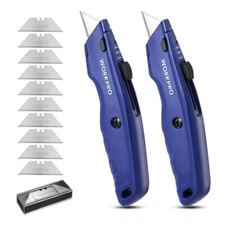 WORKPRO 2PCS Retractable Utility Knife Heavy Duty Box Cutters Quick Change Blade