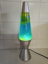  Lampada Lava Bolle di Cera Blu e Verde con Base Argento