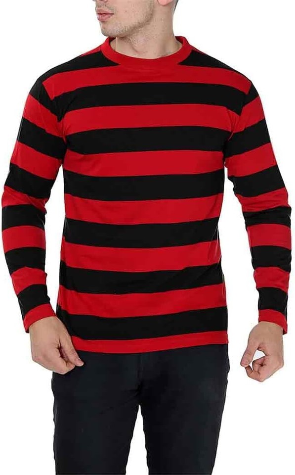 Long Sleeve Stripes With Red Emblem Tee Unisex main image 1