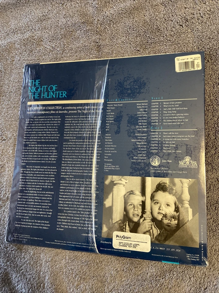 Sealed The Night Of The Hunter Criterion Collection B&W Laser Disc 1955 92 Min. - Image 2 of 4