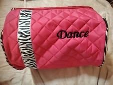 Girls Kids Dance Duffle Bags Quilted Zebra Pattern Pink