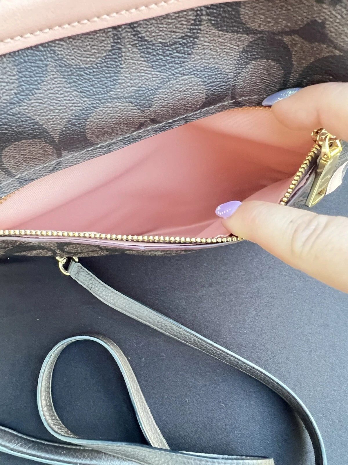 Coach Signature Kristy Borsa a tracolla da donna Marrone Oro Rosa (C6232) $428 Nuova con etichette