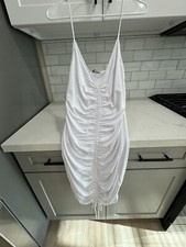 Fashion Nova Shanghai Ruched Fashion Body Dress Size M Medium White