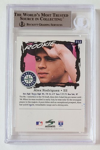 Alex Rodriguez SIGNED 1995 Score #312 RC Rookie BGS BAS Authentic Mariners - Picture 2 of 2