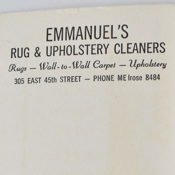 1957 Emmanuel's Rug Upholstery Cleaners 305 East 45th Street Seattle
