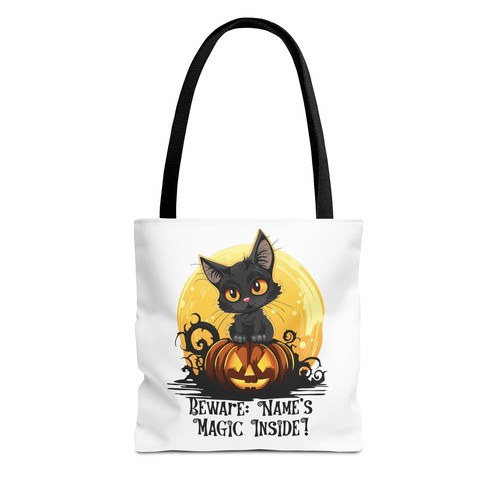 Custom Name Tote Purse Bag, Beware Magic Inside Halloween Crossbody Handbag