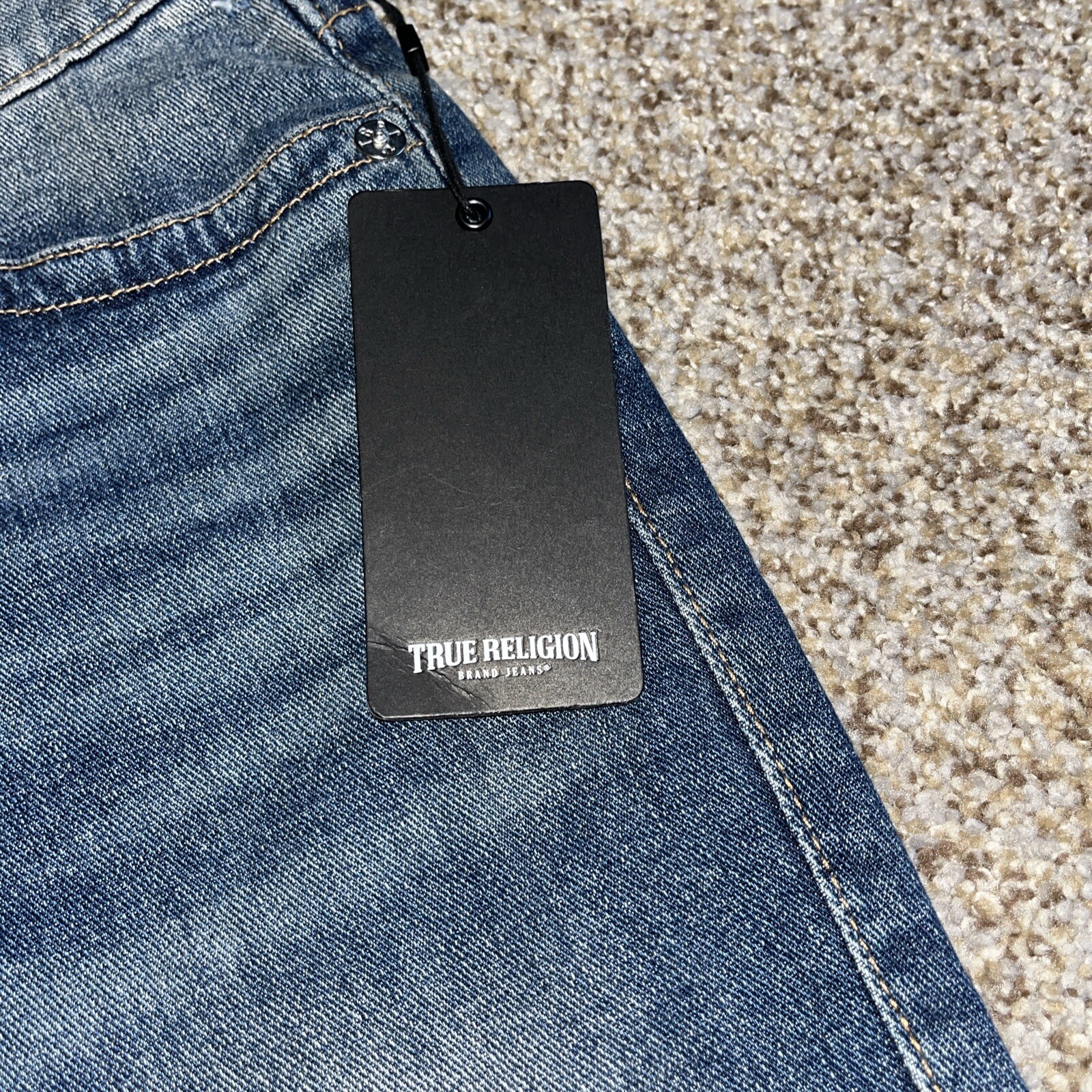 True Religion Rocco Relaxed Skinny Jean Shorts Blue Medium Drizzle NWT Size 28 - View 3