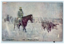 c1910's A Blizzard On The Range Cowboy Horse Williamson Haffner Co. Postcard