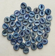 20 Vintage Small Dyed Blue Mother of Pearl Buttons
