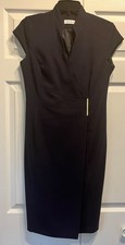 Calvin Klein Navy Blue Wrap Dress, Cap Sleeve, Size 4
