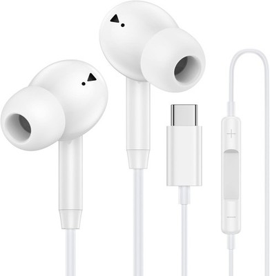 USB C Wired Earbuds Ear Buds for iPhone 17 16 Pro Max 16e 16 Plus 16Pro White 