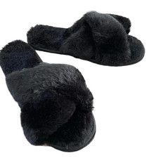 Faux Fur Hard Bottom Slippers Slides Animal Furry Fuzzy Lounge Loungewear