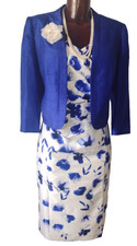 Jacques Vert royal blue /white dress/jacket Mother of the Bride suit 16