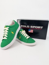 Vintage Polo Sport Ralph Lauren Britton Sneakers 8B Green Yellow Deadstock NOS