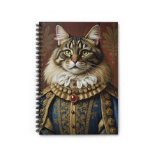Regal Maine Coon Renaissance Portrait Cat Art Notebook