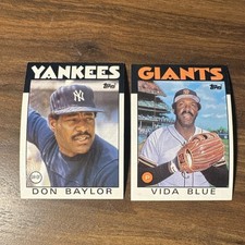 Topps 1986 2 Card Lot Don Baylor Yankees Vida Blue Giants MLB
