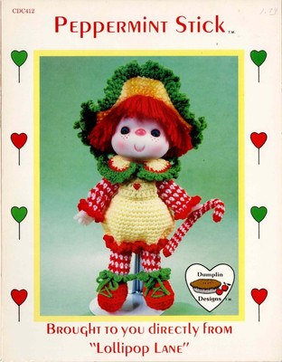 Doll Outfit Crochet Pattern Peppermint Stick Dumplin' Designs 1984 Vintage 14''