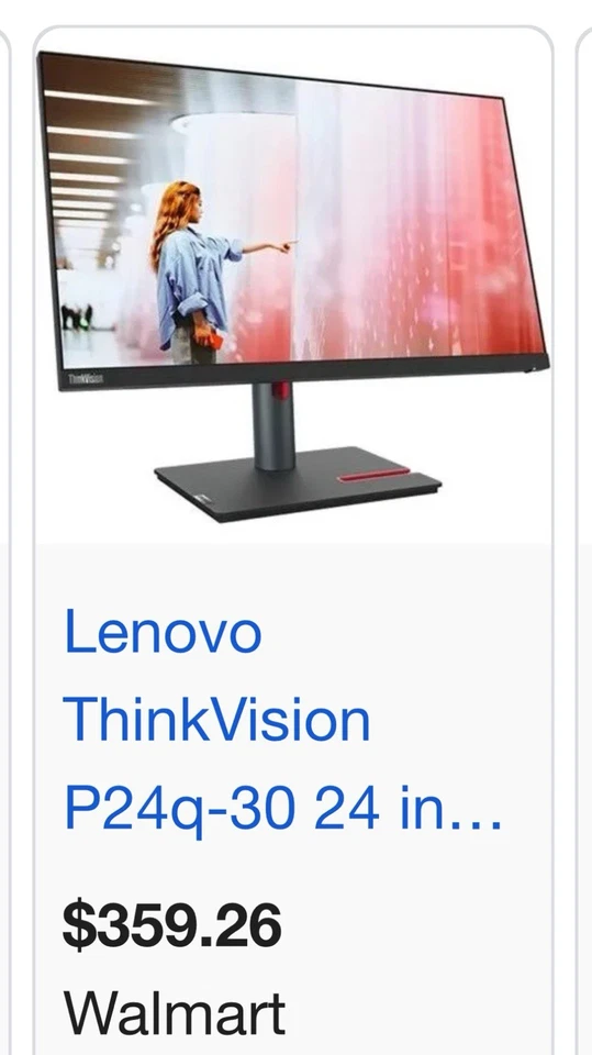 New! Lenovo ThinkVision FLAT PANEL MONITOR LED BACKLIGHT 27” - Image 2 of 4