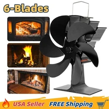 6 Blade Fireplace Wood Stove Fan  Heat Powered Induction Silent ECO for Heater