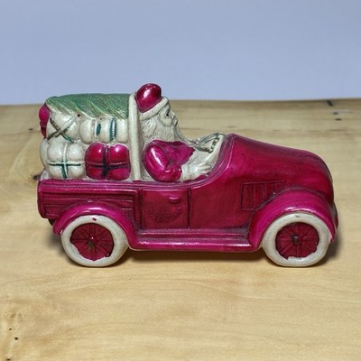 Celluloid Christmas Santa Claus driving Car - Toys and Trees - KT Japan w/ Label