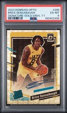 Brice Sensabaugh 2023 Optic GOLD VINYL Auto 1/1 PSA 6 On Card Rookie RC 1 OF . rookie card picture