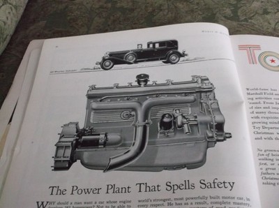 VINTAGE DUESENBERG  ENGINE  Vtg 1929  Car Ad Magazine Print Automobile  9x12