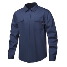 FR Shirt 7oz Fire Resistant Men CAT2 Welding Shirt 100 Cotton Navy XL