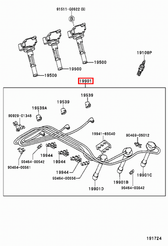 Genuine Toyota Hilux VZN172 VZN167 5VZ 3.4 Petrol Ignition Lead Set - Picture 5 of 9