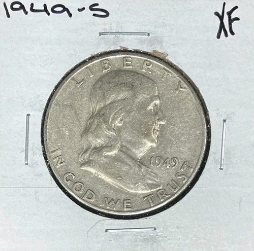1949-S FRANKLIN SILVER HALF DOLLAR ~ XF ~ NICE COIN ~ 90% SILVER