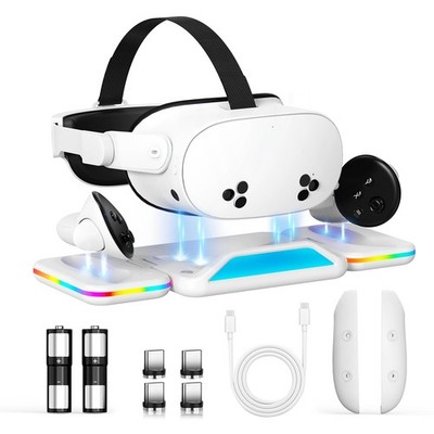RGB Charging Dock for Oculus Quest 3S/3，Foldable Charging Station for Meta 3S