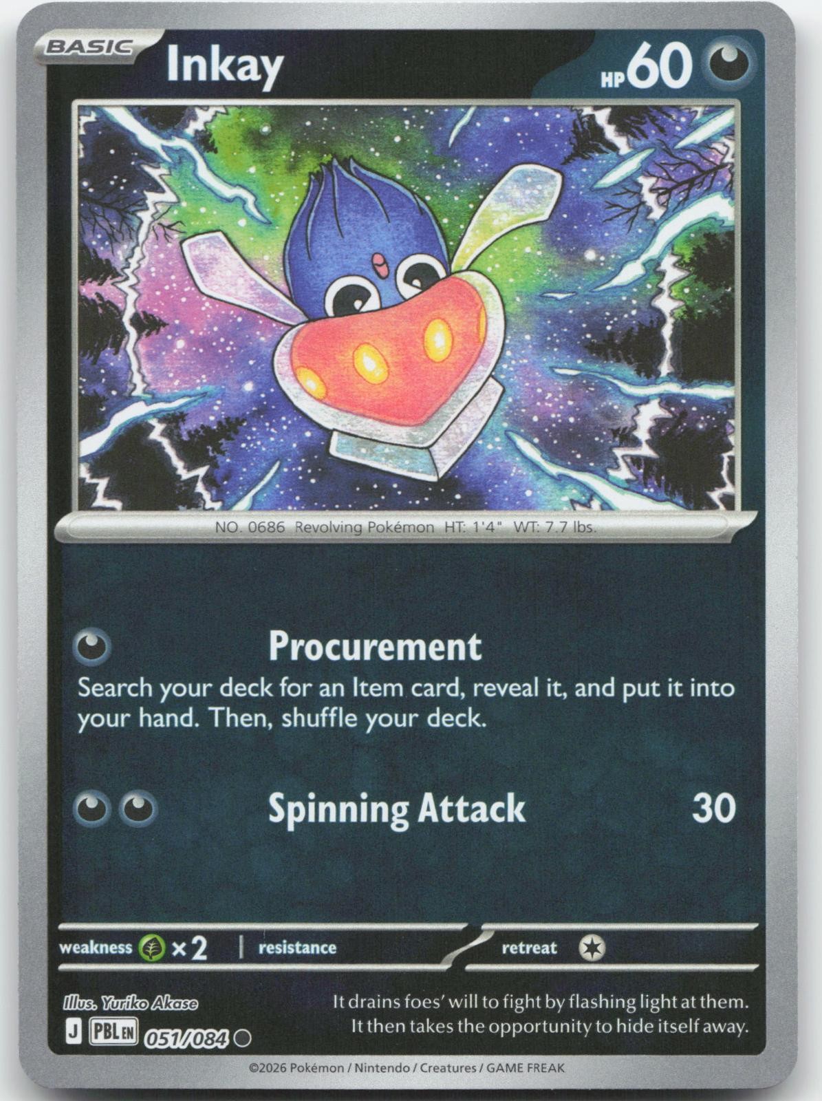 Inkay 051/084 Common Pitch Black Pokemon Reverse Holo Near Mint