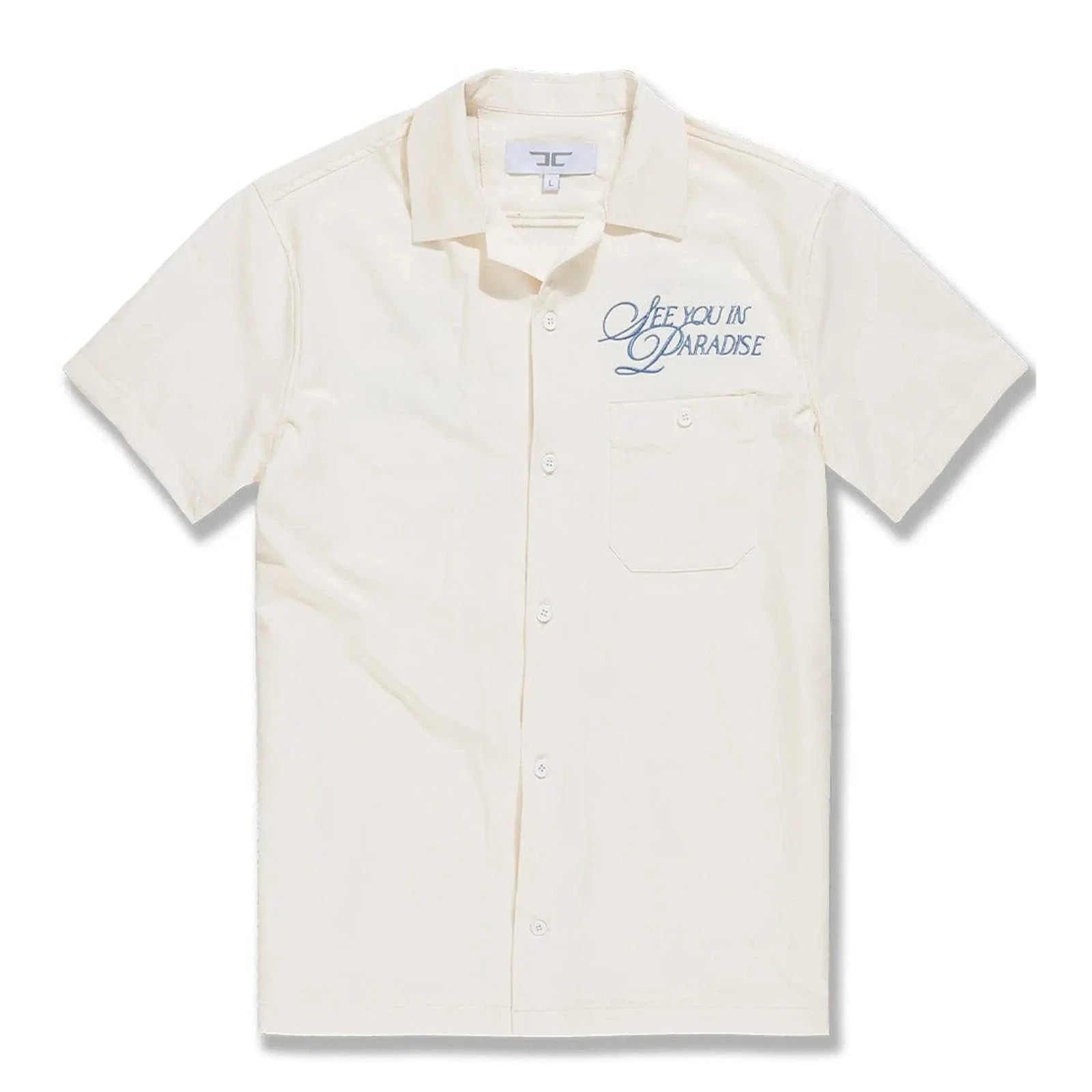 Jordan Craig Men Oakland Mechanic Embroidered Camp Shirt (Cream)