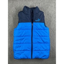 Puma Kids Puffer Vest Blue Navy Zip Front Sleeveless Padded Size 7-8 S