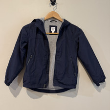 Gap Kids Navy Hooded Lined Full Zip Jacket Solid Logo Size S Regular Fit